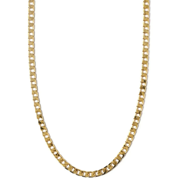 Flat Link Curb Chain Necklace | Gold