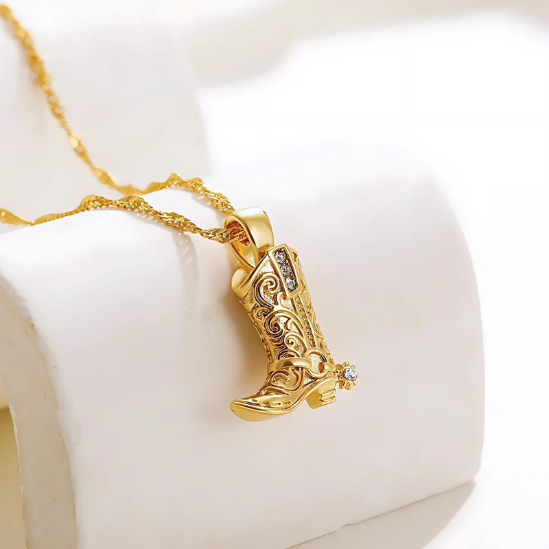 Rhinestone Rodeo Boot Necklace