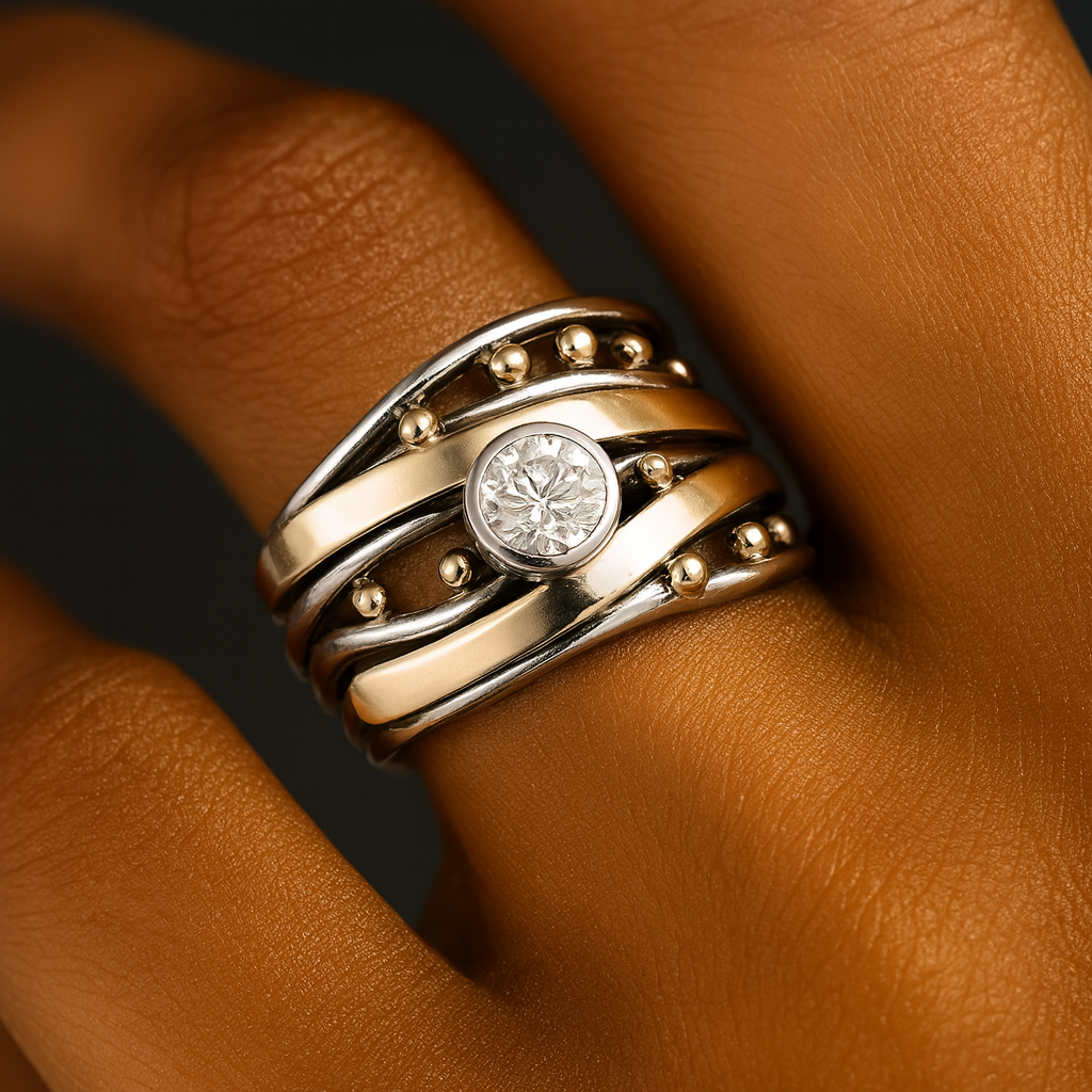 Exclusive Gold and Silver Zirconia Ring