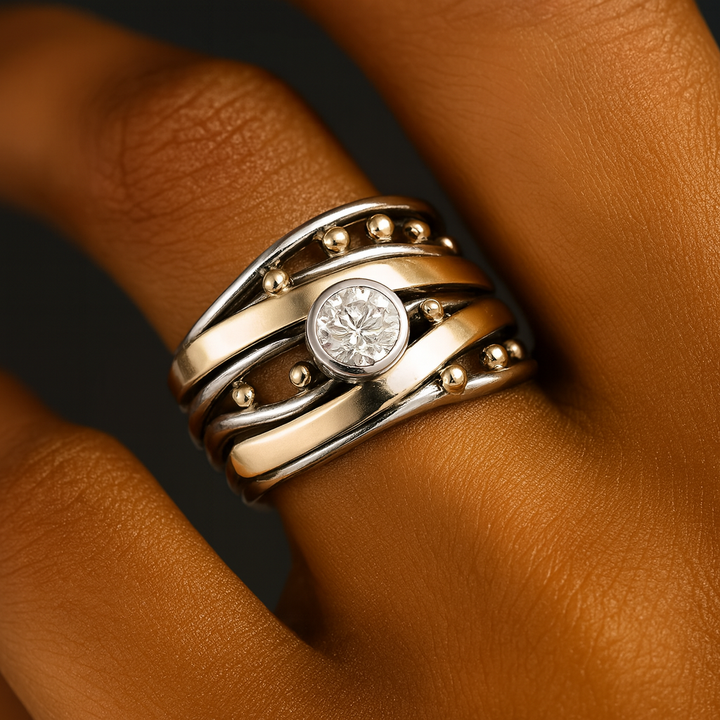 Exclusive Gold and Silver Zirconia Ring