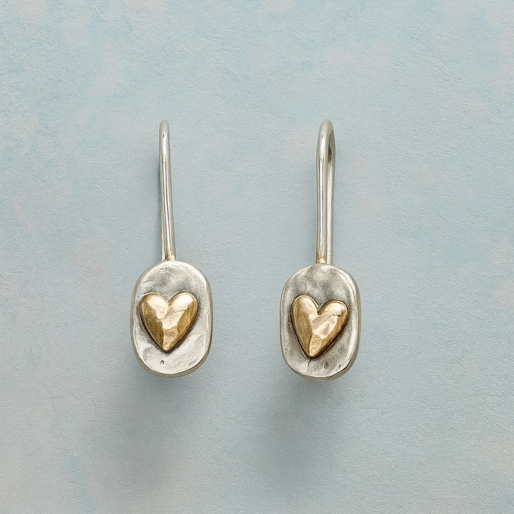 Vintage Silver Golden Heart Earrings
