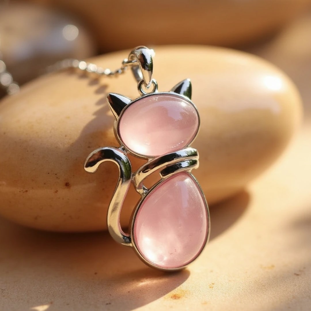 Cat Necklace in Genuine Stone
