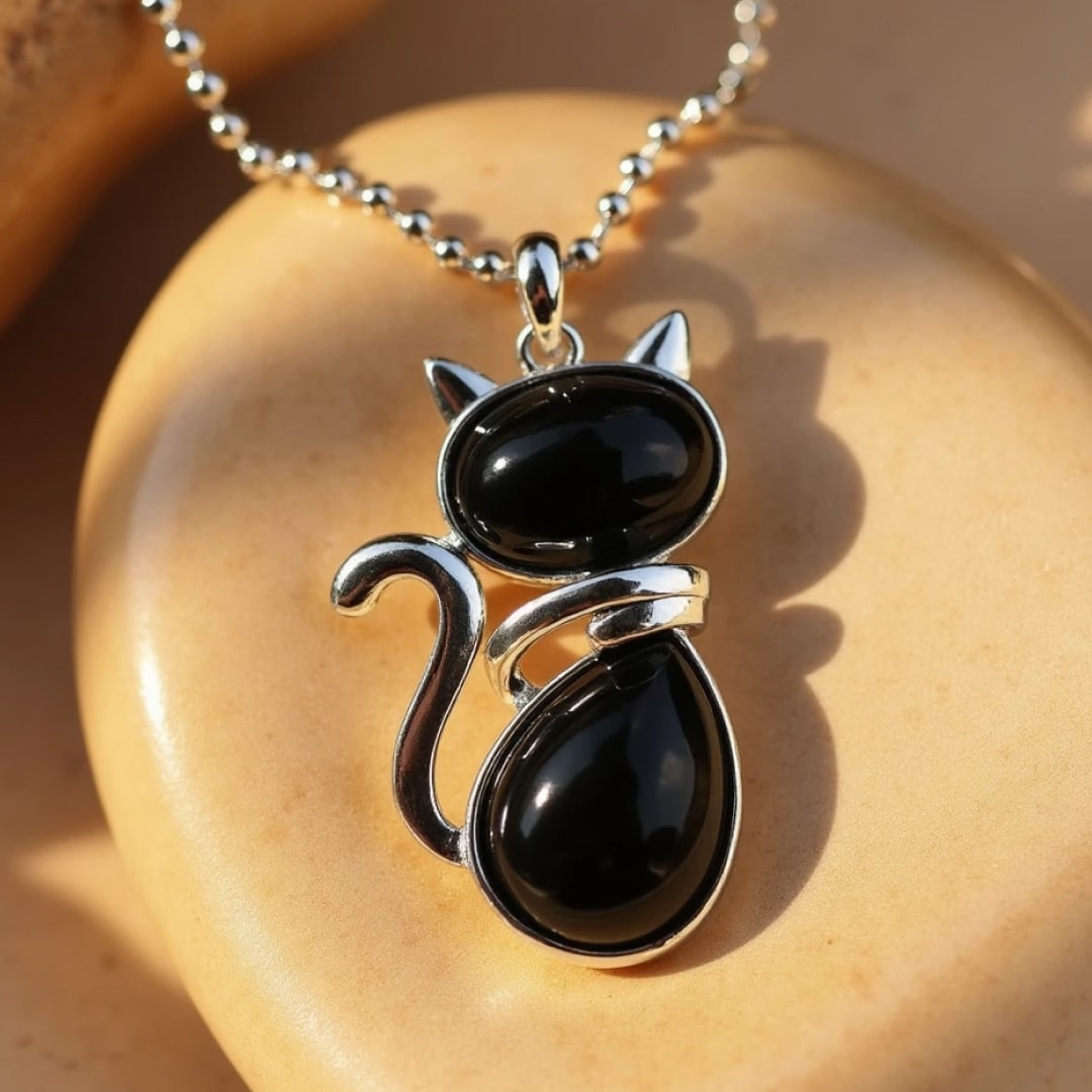Cat Necklace in Genuine Stone