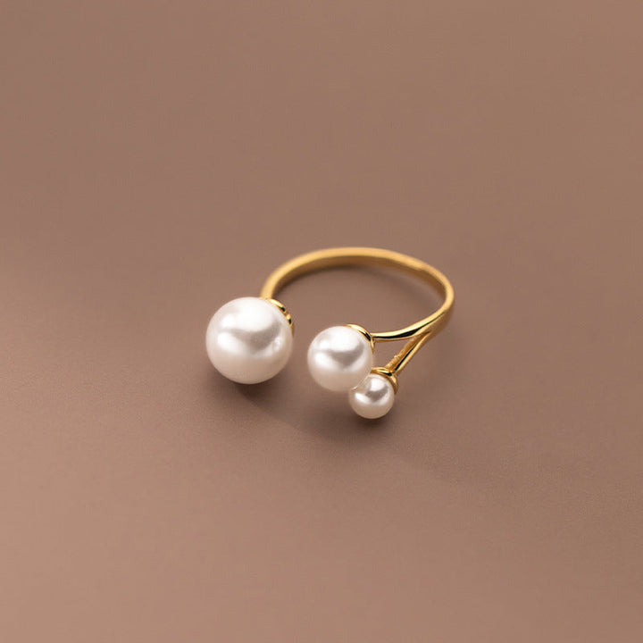 Adjustable Triple Freshwater Pearl Statement Ring