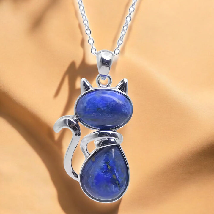 Cat Necklace in Genuine Stone
