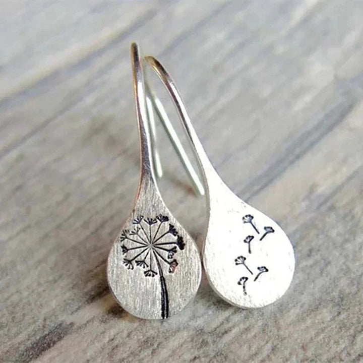 Exclusive Silver Dandelion Leaf Earrings