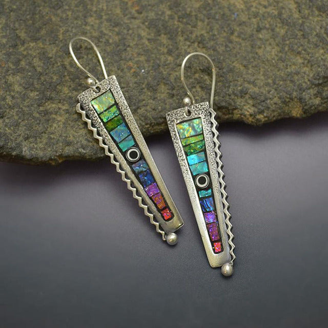 Colourful Vintage Earrings in Silver