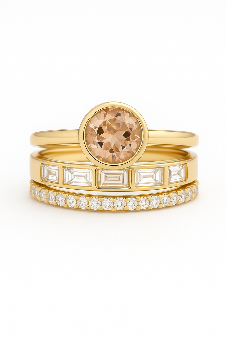 Hope - Inlaid Crystal Gold Ring Set