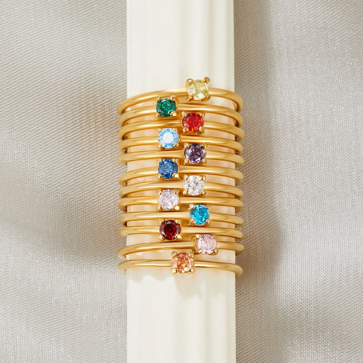 Gold Rings Featuring Birthstones