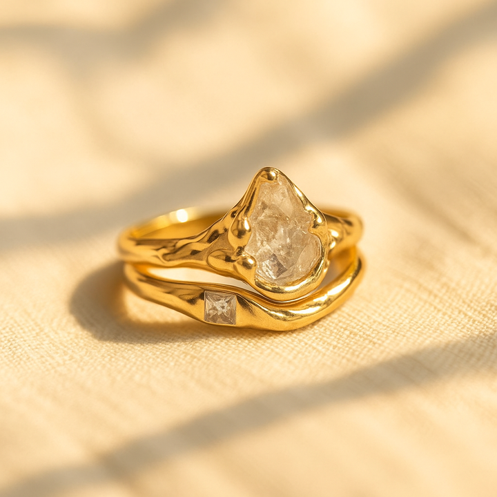 Bright Layer Gold Forged Ring