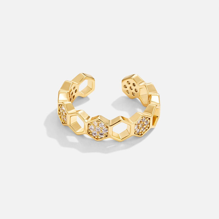 Bee-Inspired Gold and Crystal Ring