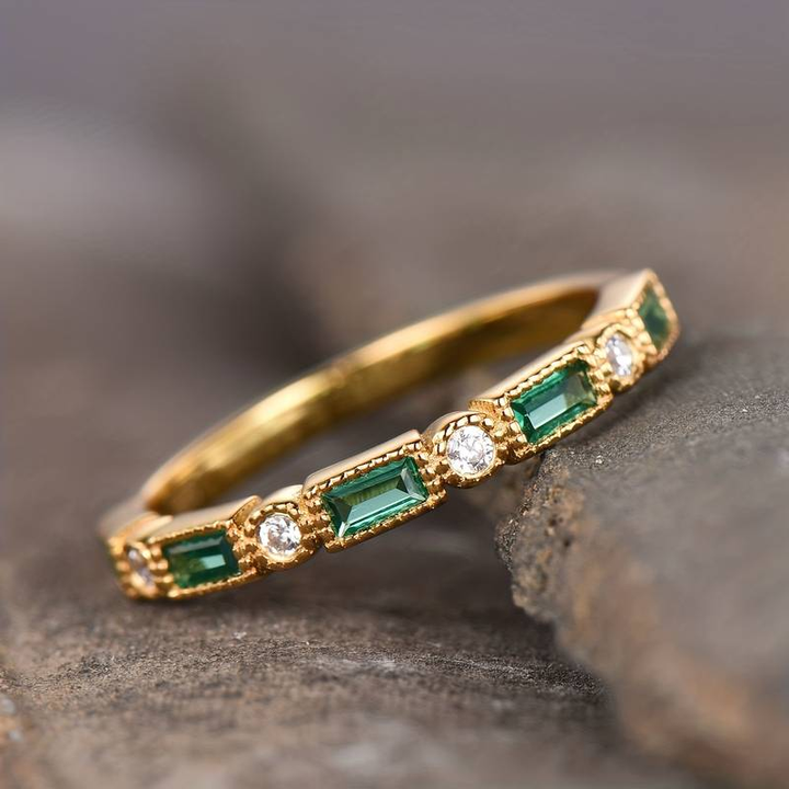 Alex Gold Ring with Green Zirconia Inlay