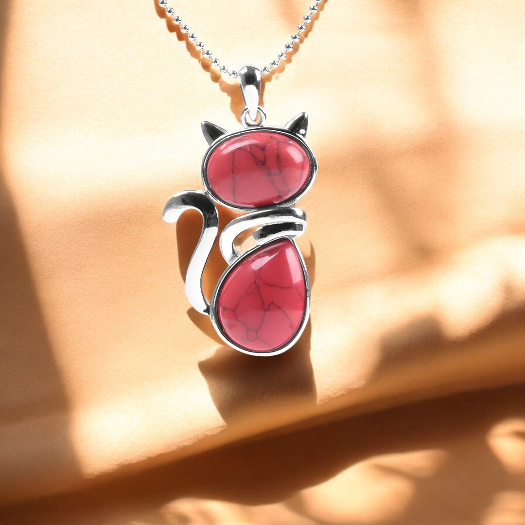 Cat Necklace in Genuine Stone