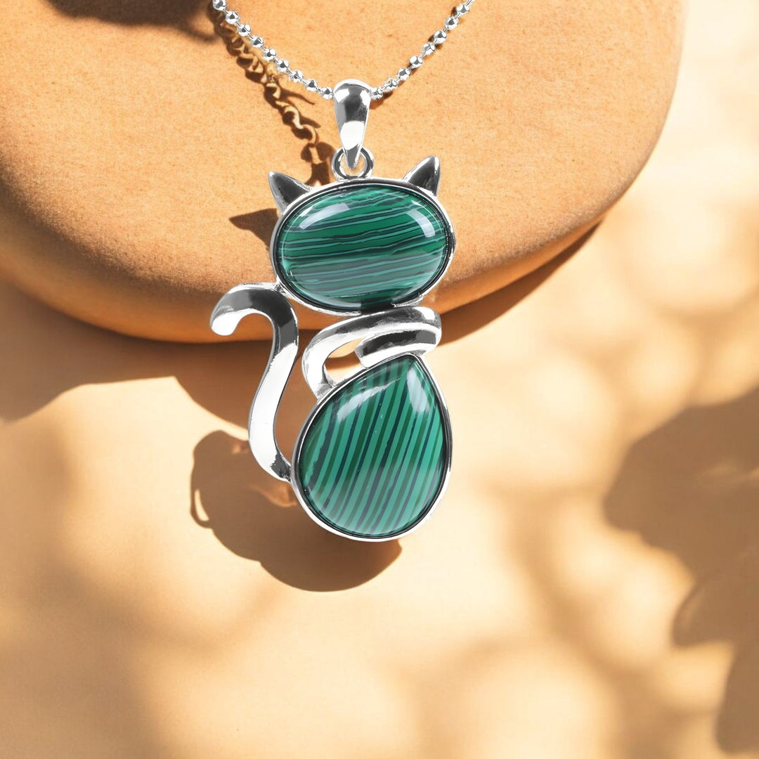 Cat Necklace in Genuine Stone
