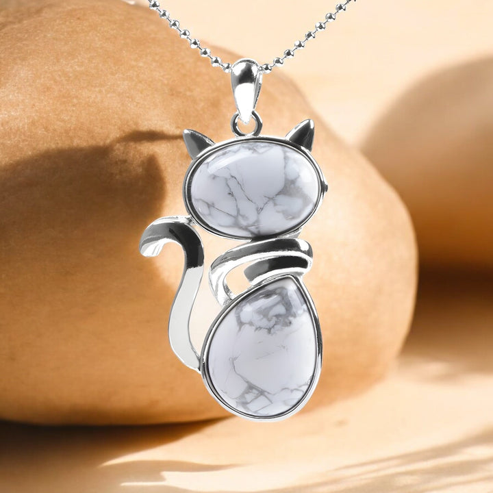 Cat Necklace in Genuine Stone